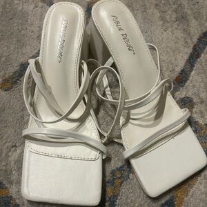 Public Desire White Strappy Block Heels